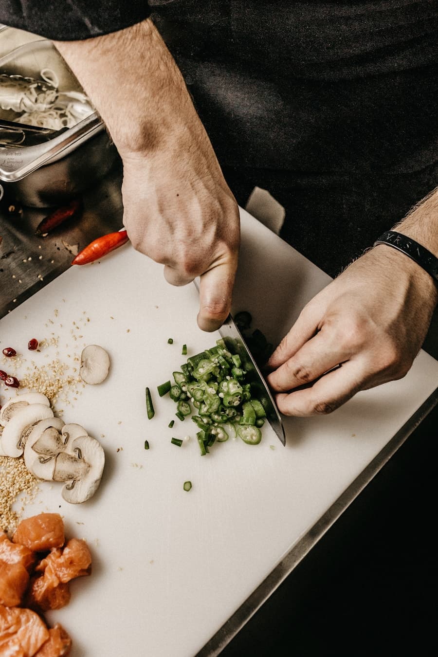 Chef preparing fresh ingredients for a meal