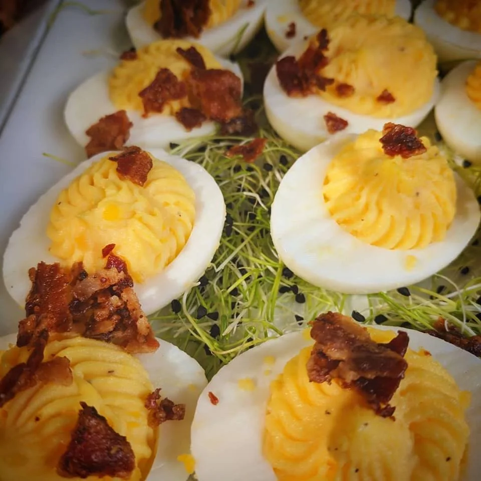 Devilled eggs with garnish — Catered Affairs