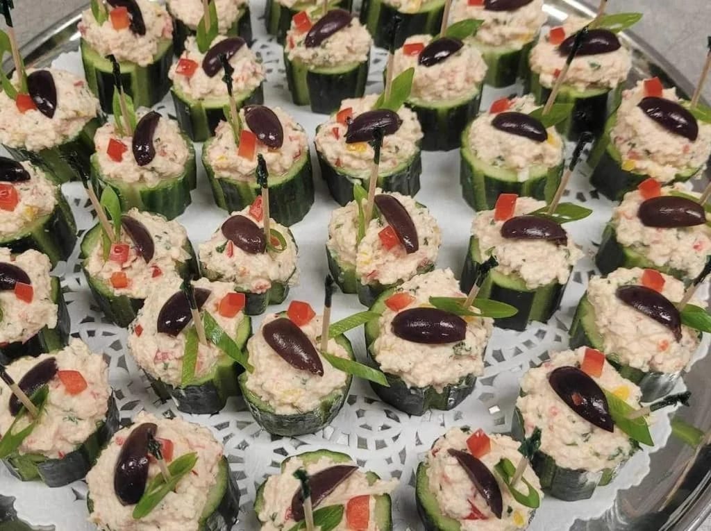 Individual appetizers arranged for service — Lolacher's Catering