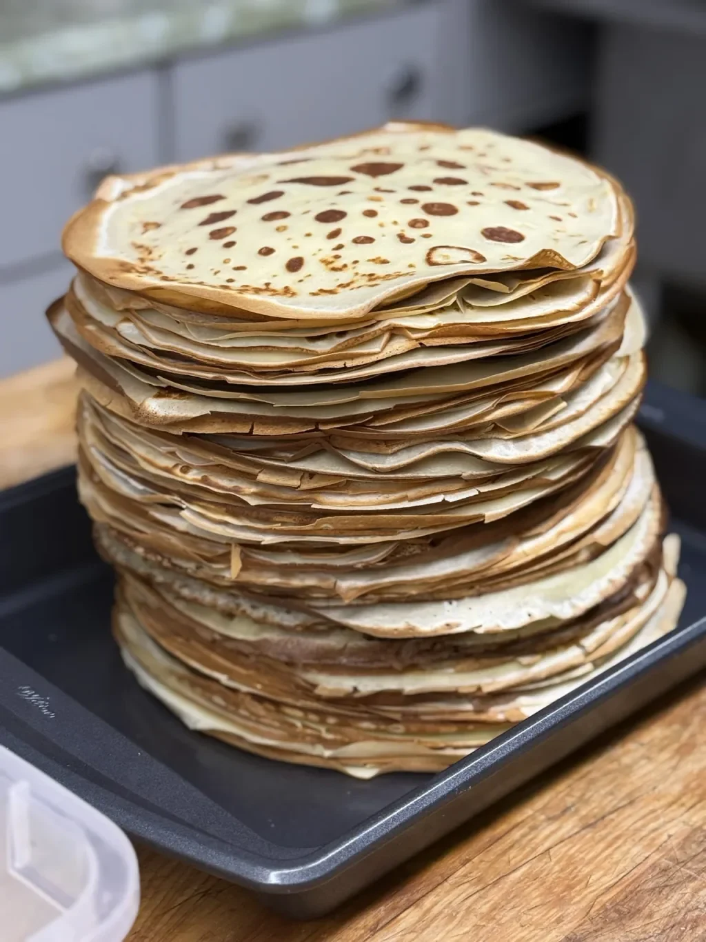 Stack of nalysnyky crepes prepared by OH! Catering